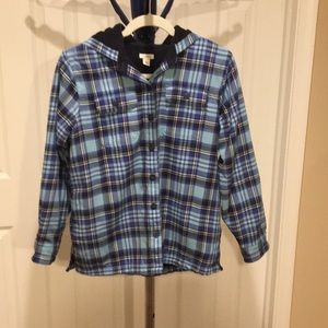 LL Bean Women’s Plaid Hoodie w/Fleece Lining Sm P
